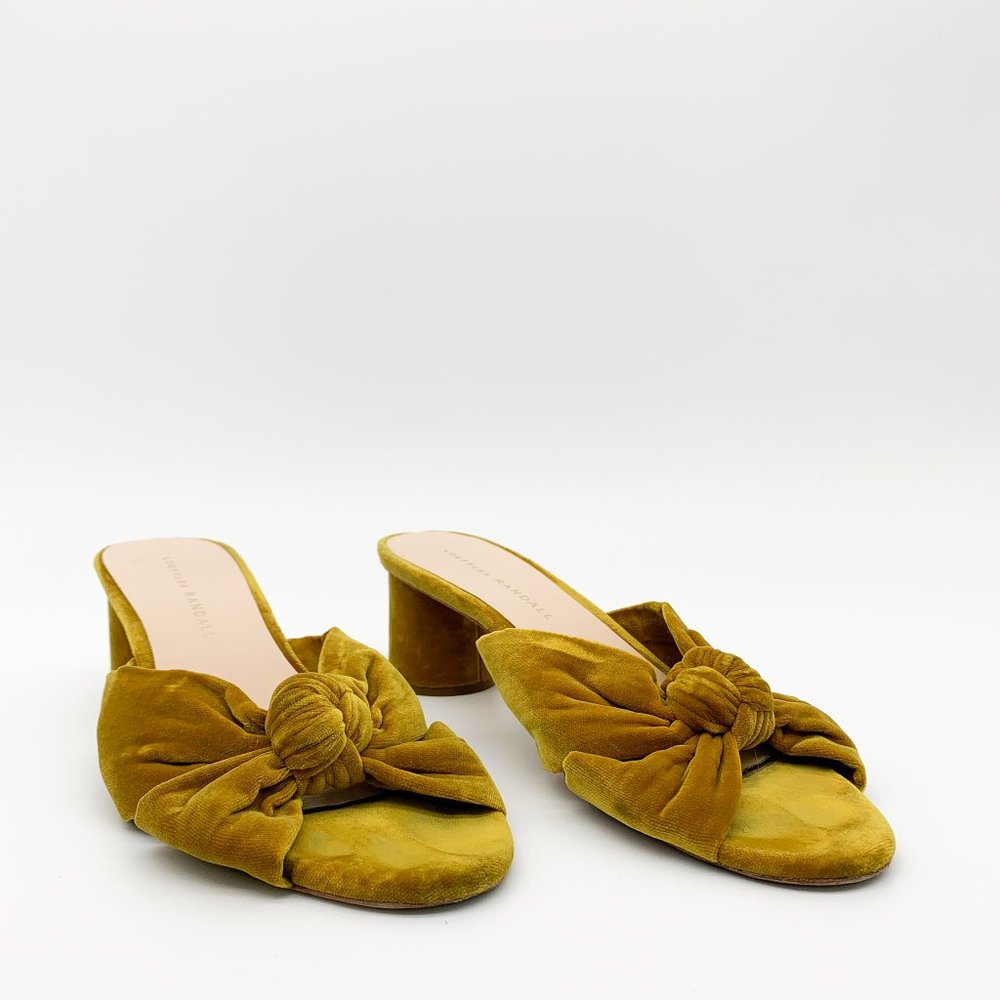 LOEFFLER RANDAL Celeste Mid Heel Knot Velvet Gold - Picture 2 of 8